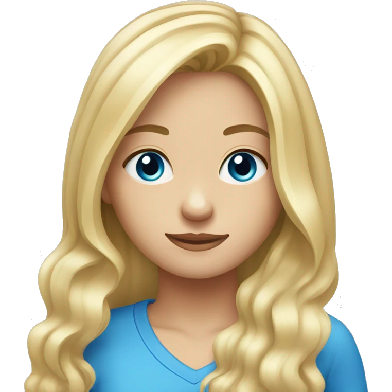 blond mid long hair and blue eyes girl emoji