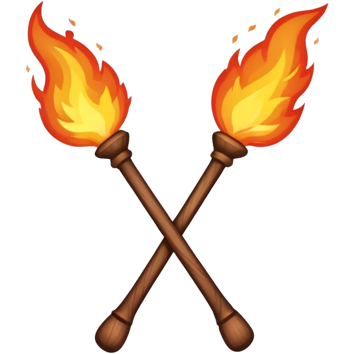 two magic wands with fire chunky crossed emoji