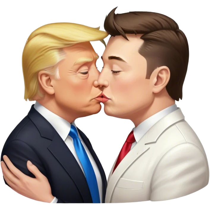 Donald Trump kissing Elon Musk emoji