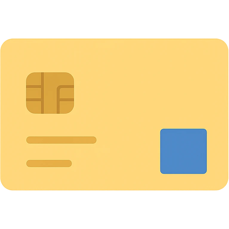 flat color icon of American Express Gold credit card with gold and blue accents, no text emoji