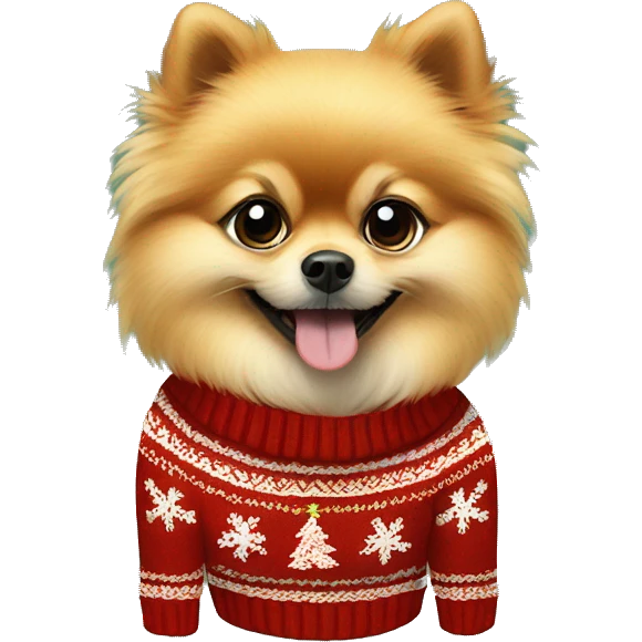 Pomeranian dog wearing christmas Sweater  emoji
