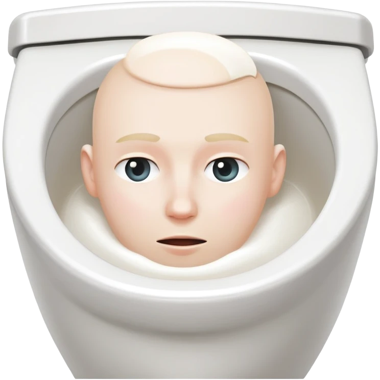 White toilet with a person's head visible in the bowl emoji