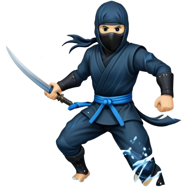 Water horse as a ninja, with a black ninja mask, wielding ninja stars, in water splash emoji