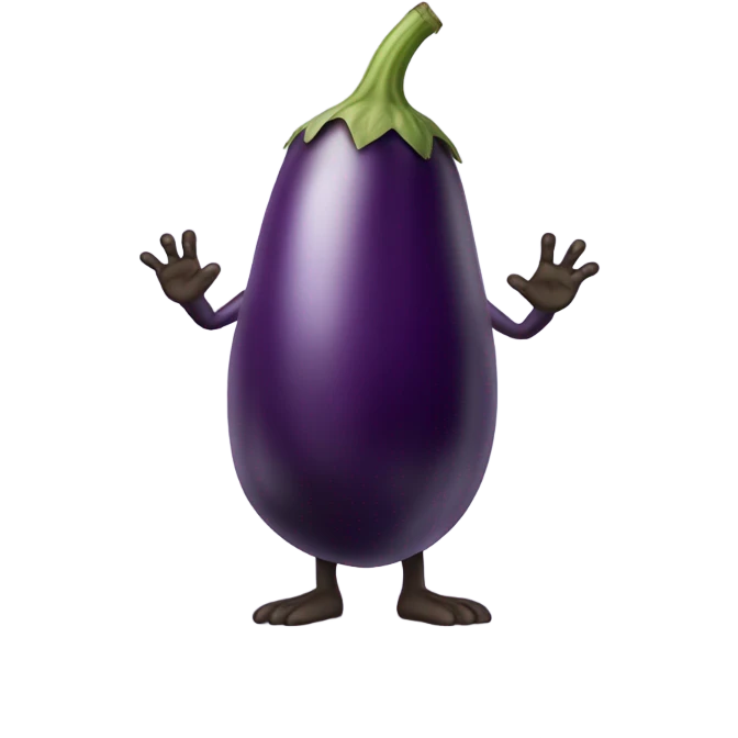 Eggplant with hands and feet emoji