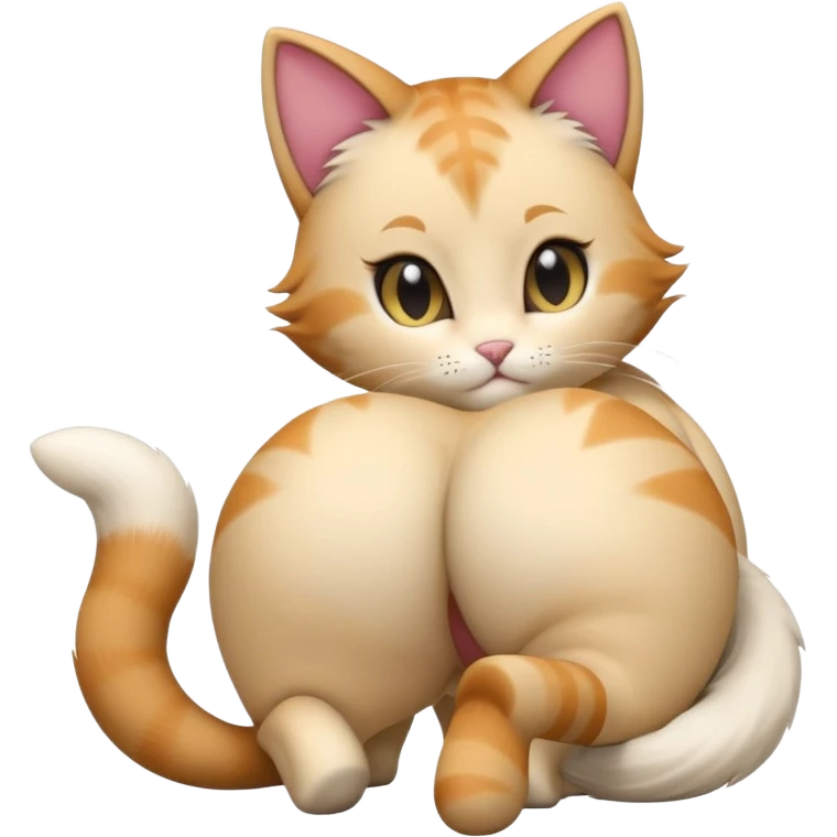Furry futa girl cat butt plug tail in ass showing genetalia emoji