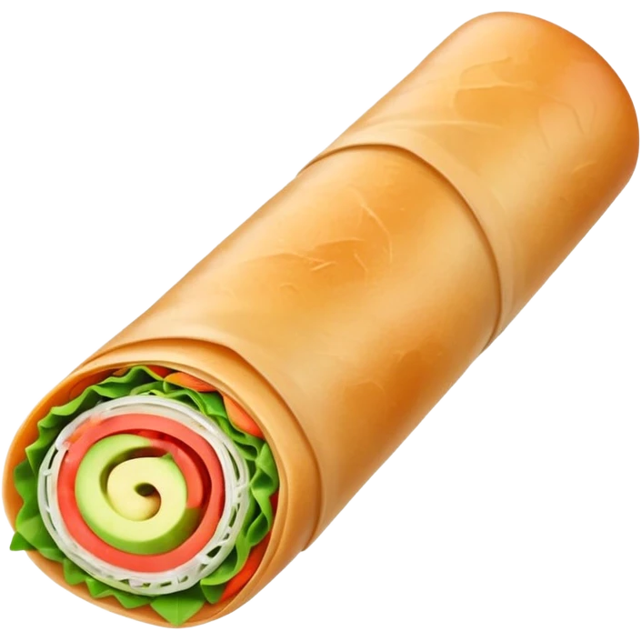 One Thai uncooked spring roll, Apple emoji style, no background, in 1x1 format emoji