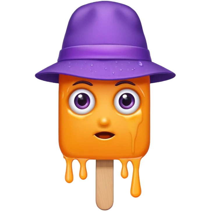 orange popsicle with eyes and purple hat emoji