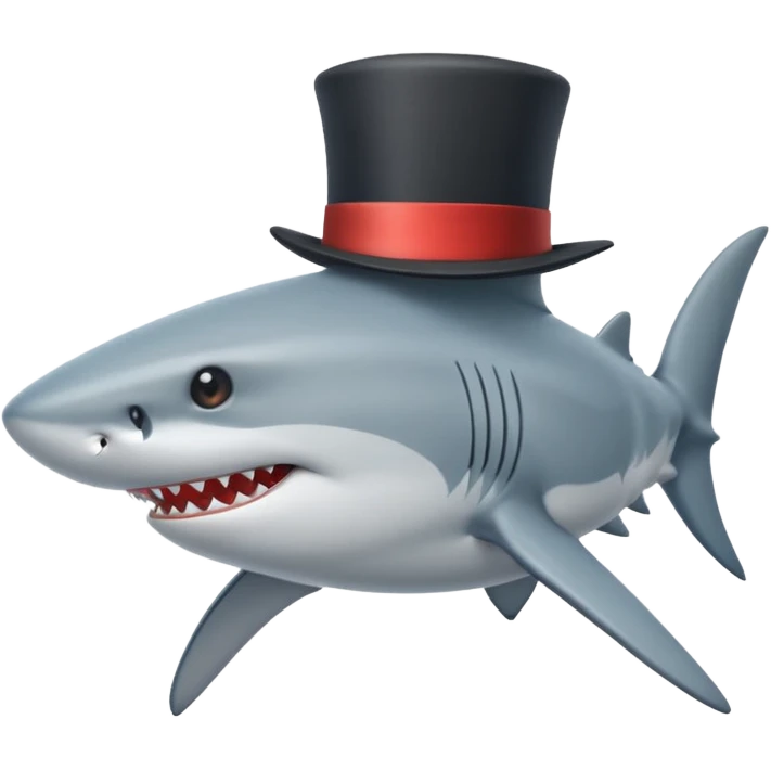 Shark with a top hat emoji