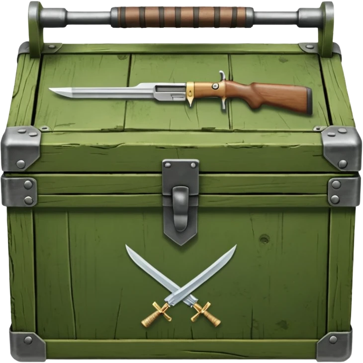 green military wooden box with with an inscription weapon emoji