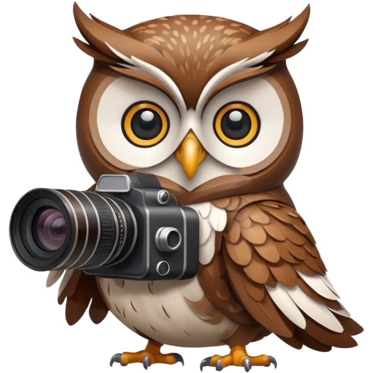 Сова с профессиональным фотоаппаратом emoji