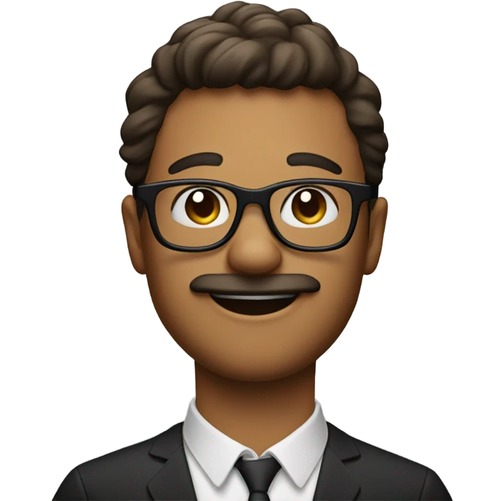 create a man with bread moustache and glasses whose age is 23 with a caption saying I am bhooka  emoji