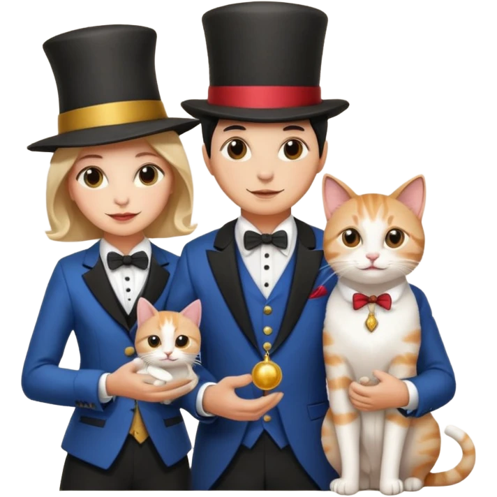 magician couple and their pet cat emoji