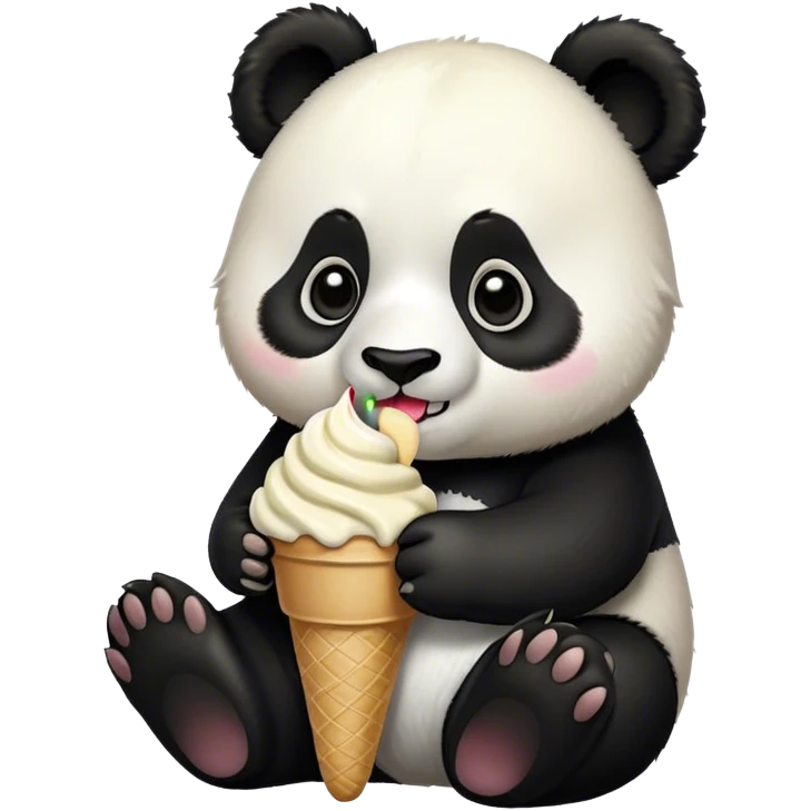 Panda eating ice cream emoji
