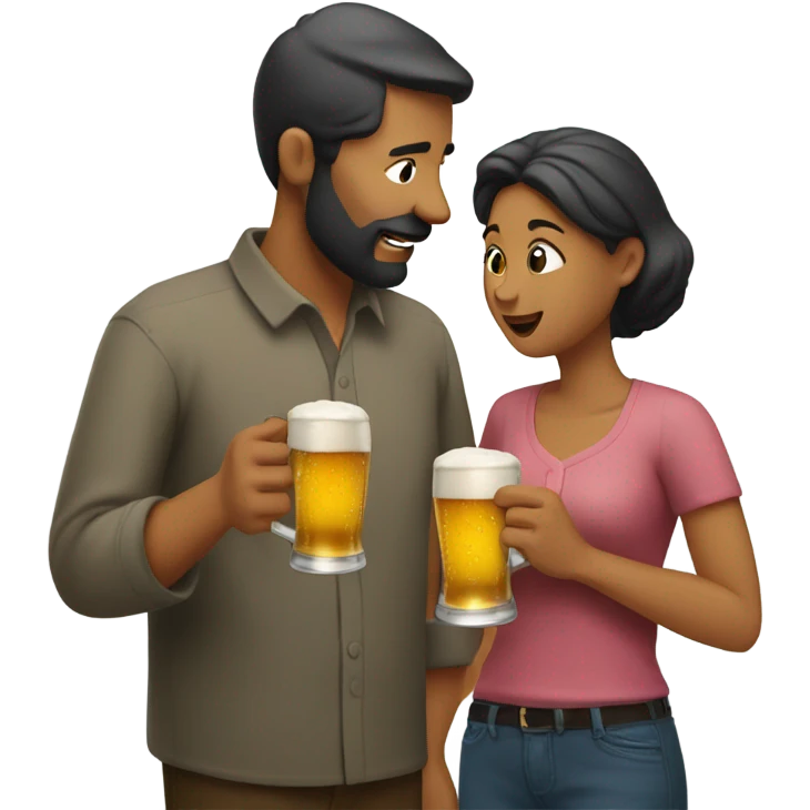 Wife handing husband a beer emoji