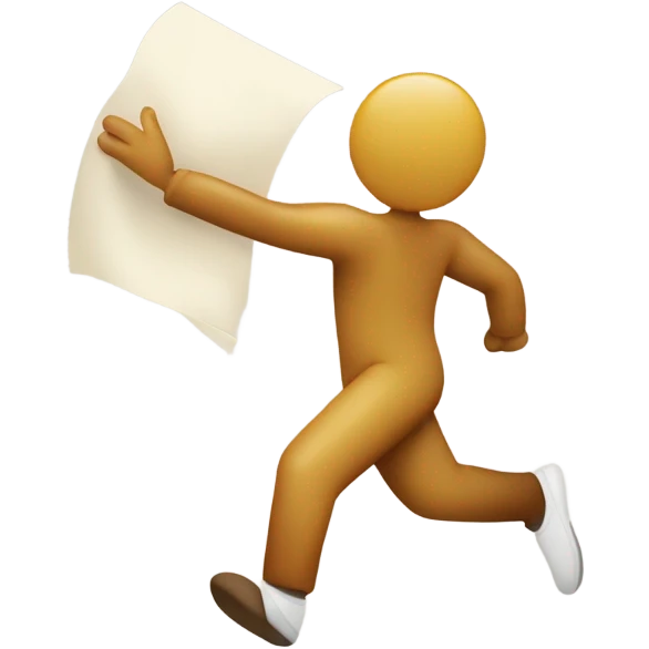Person chasing paper emoji