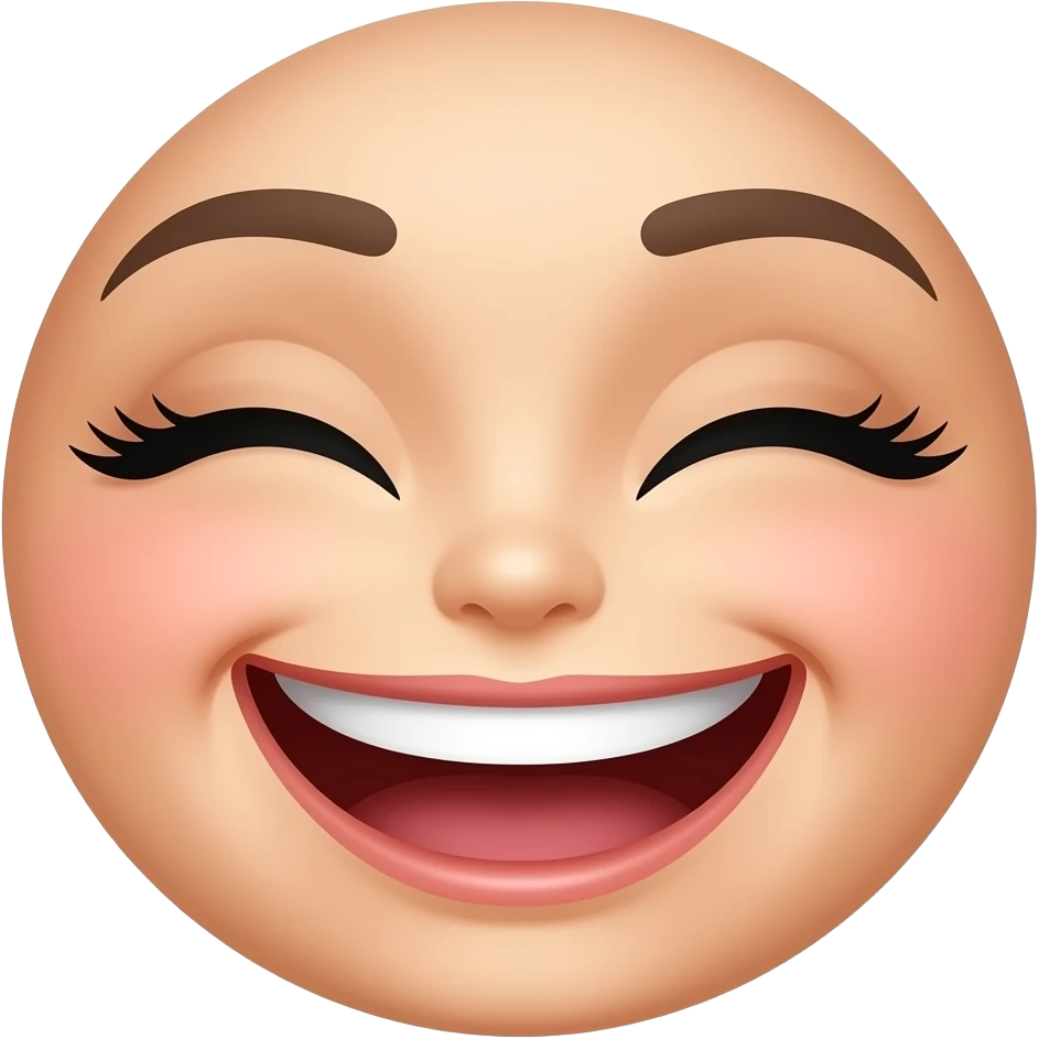 yellow emoji classic face with eyelashes fluttering and blushing emoji