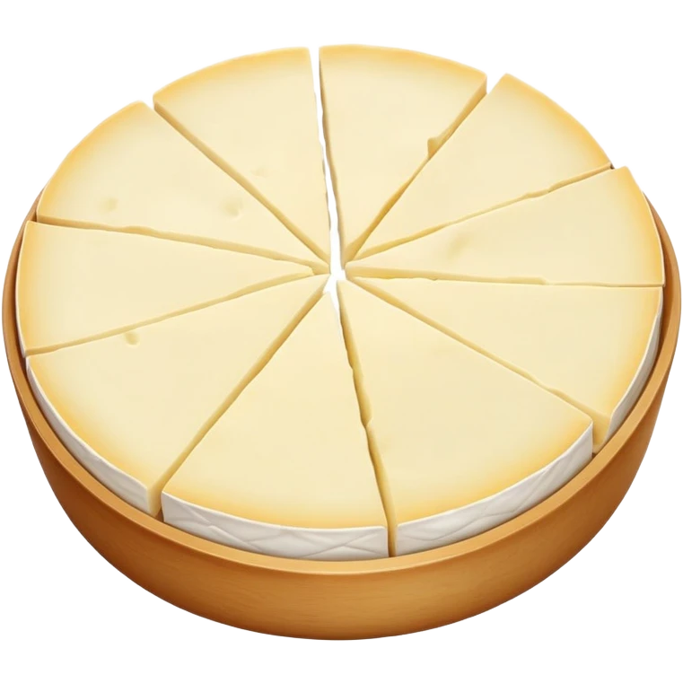 cinematic-realistic-brie-cheese-emoji,-featuring-soft-ripened-cheese-with-a-delicate white rind-rendered-with-lifelike-detail-and-inviting,-natural-lighting emoji