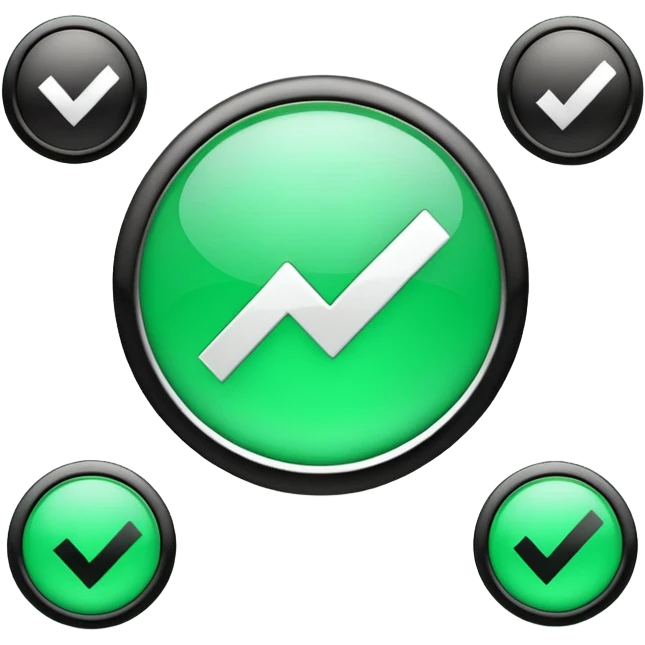 A sleek 3D icons set: a large green check mark integrated with the word "DONE" in bold black 3D text, modern corporate design, studio lighting, white background. emoji