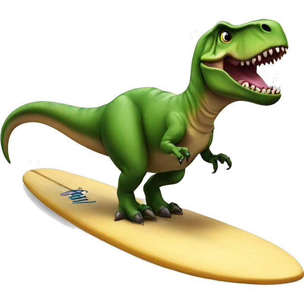 t-rex on a surfboard emoji