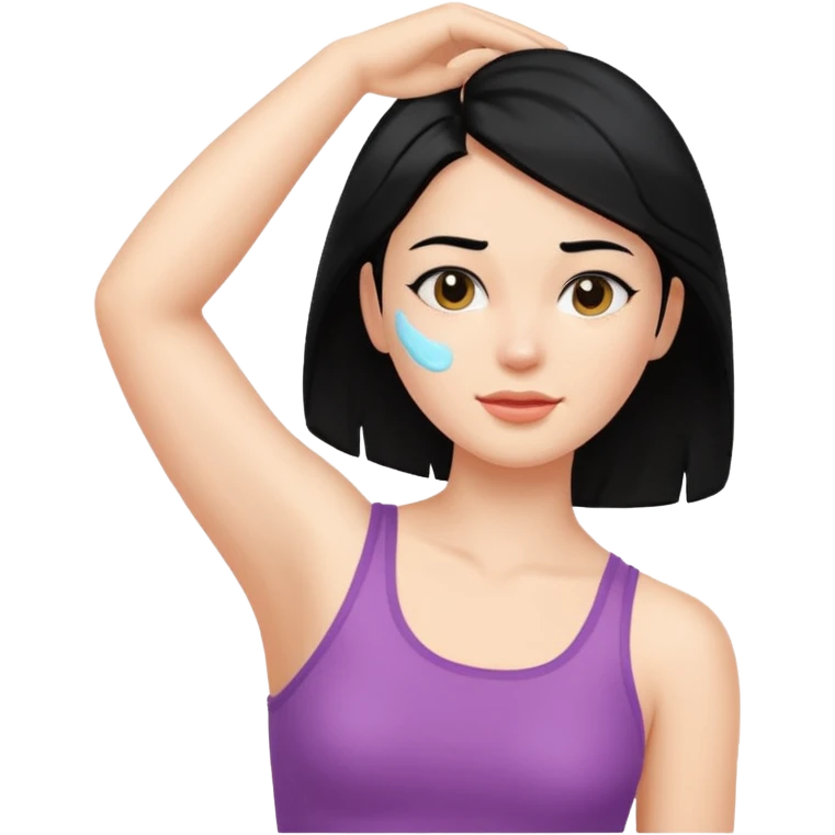 woman black long hair shaving armpit emoji