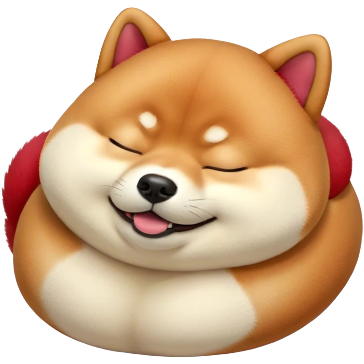 Cinematic Meme-Worthy Chubby Sleeping Shiba Inu Portrait Emoji, Head resting peacefully with a contented smile, featuring a delightfully chubby build and a luxuriously soft red fur with a creamy underbelly, eyes shut in a serene nap, Simplified yet hilariously adorable features, highly detailed, glowing with a soft, drowsy light, high shine, relaxed and utterly lovable, stylized with an air of playful laziness, bright and endearing, soft glowing outline, capturing the essence of a comically sleepy companion, so meme-worthy it feels like it could instantly become the next viral sensation of adorable slumber! emoji