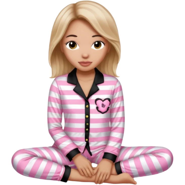 victoria secret pjs light pink and black stripes women emoji