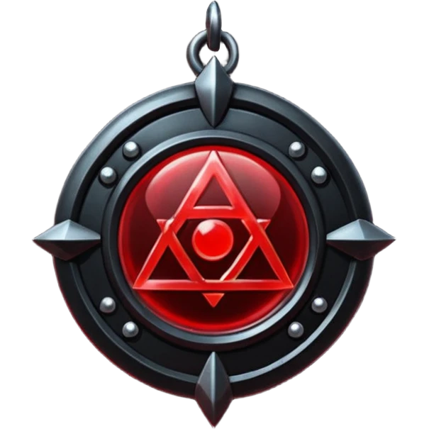 iOS sticker, dark fantasy amulet, black base, red symbol, minimal emoji