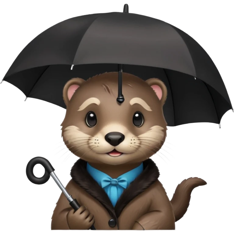 Loutre mignonne avec un parapluie emoji