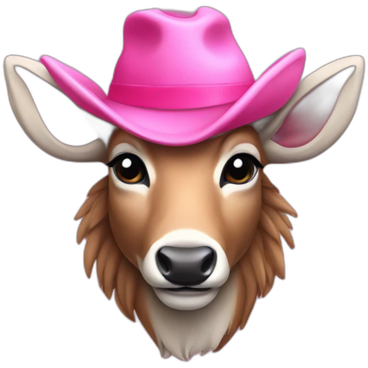 A humanoid deer with a Big pink hat emoji