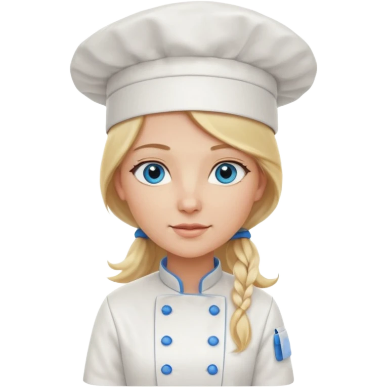 Long Blonde hair blue eyed female chef emoji