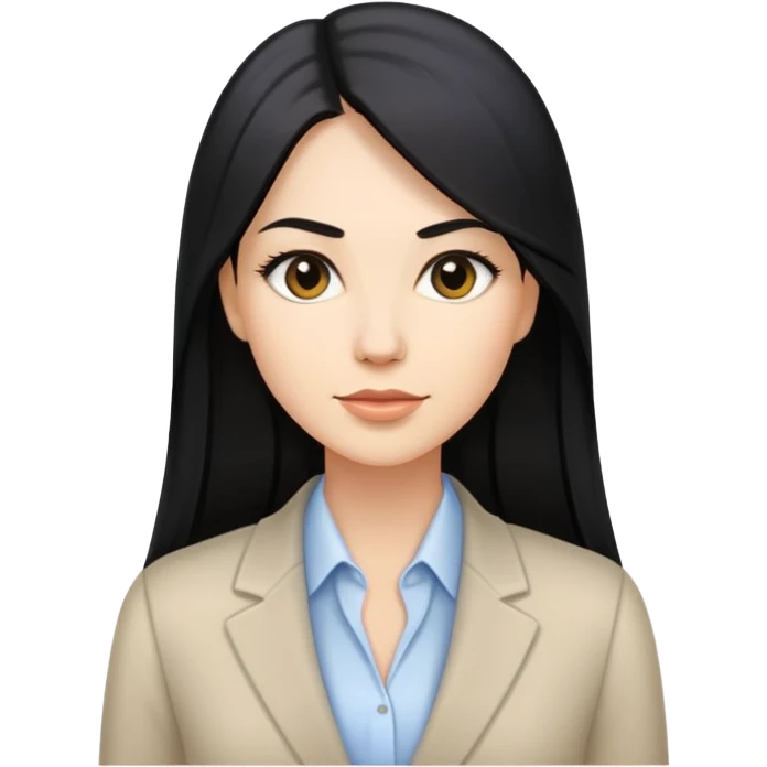 business woman long straight caucasian long black hair emoji