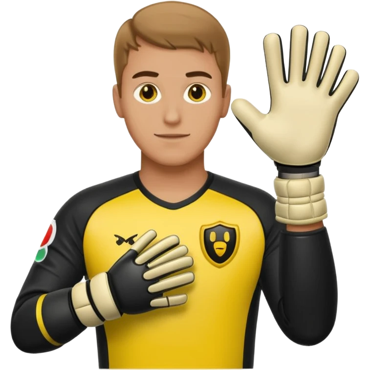 Football goalkeeper gloves with man goalkeeper and small emoji emoji