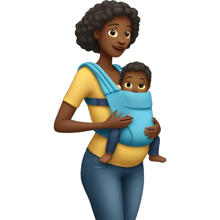 European Babywearing mom with baby ergo carrier on back emoji
