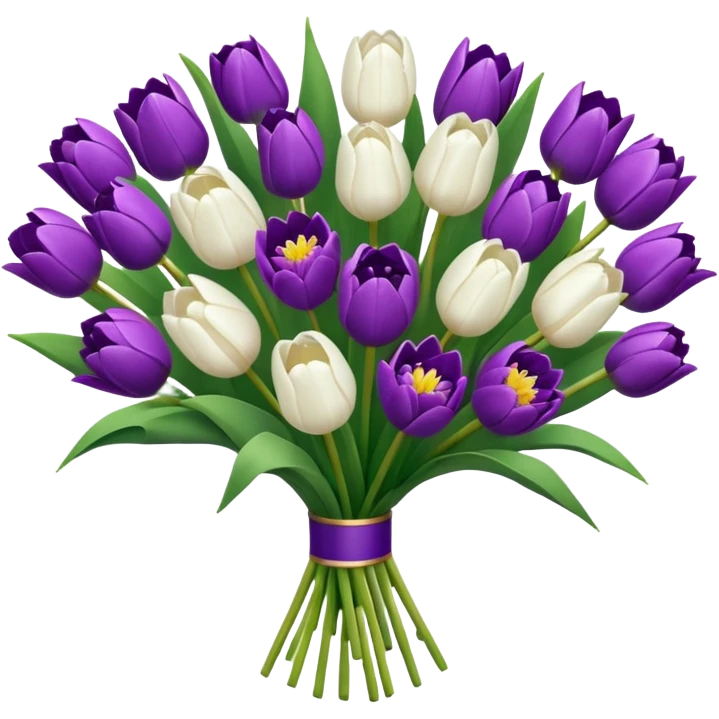Bouquet of white tulips and purple chrysanthemums emoji