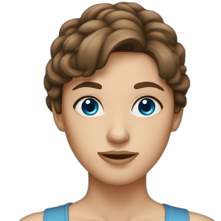 woman with brown hair and blue eyes emoji
