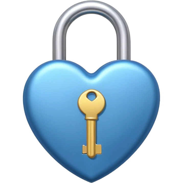 A blue shade heart-shaped lock with a silver key emoji