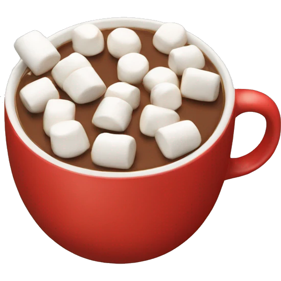Red mug with hot chocolate and topped with lots of marshmallows emoji