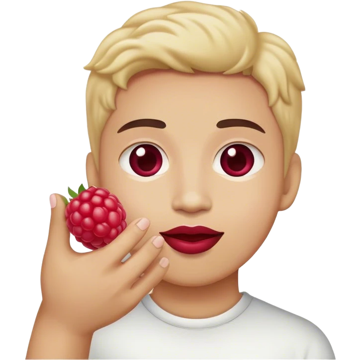 A raspberry holds the world with its hand emoji