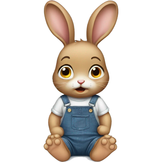 Anxious baby rabbit in dungaree emoji