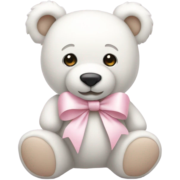 White teddy bear with a light pink bow emoji