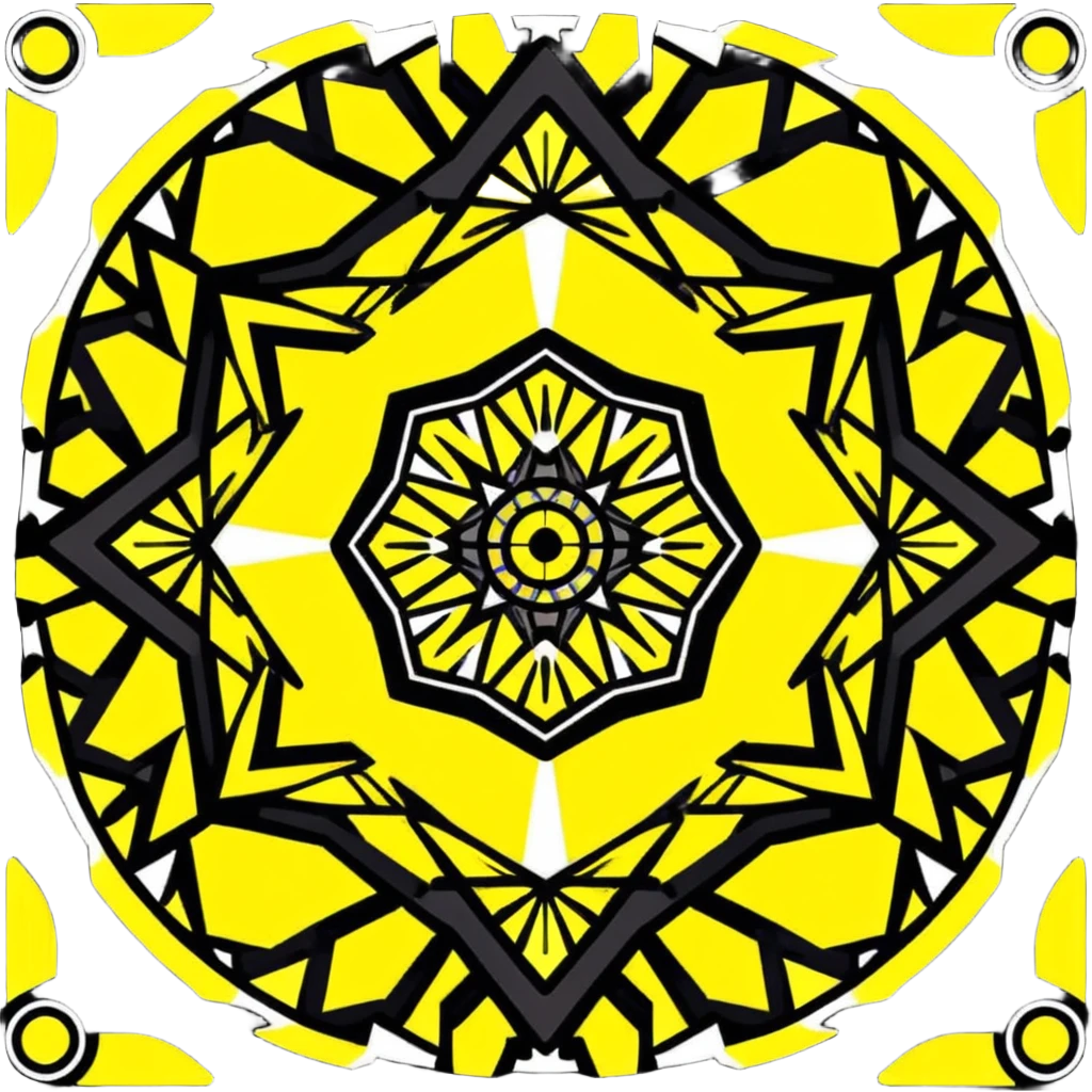 kaleidoscope effect in black, white, and neon yellow emoji