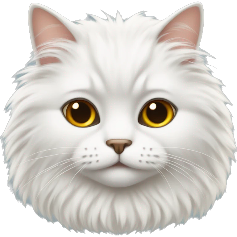 white fluffy cat with brown eyes emoji