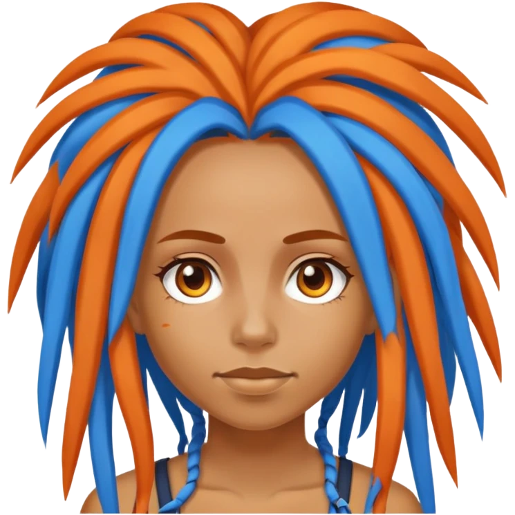 girl with orange and blue dreadlocks emoji