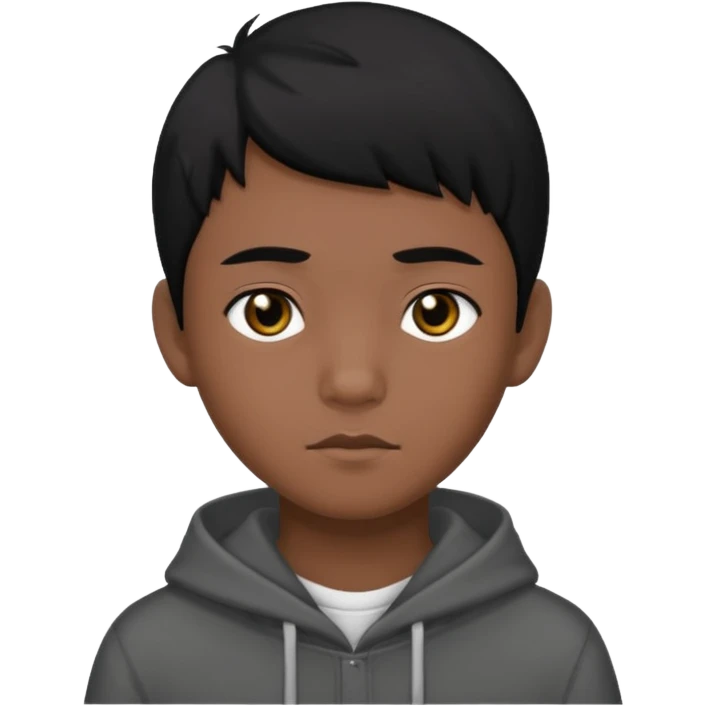 Dark Asian teenage boy with black hair black eyes emoji