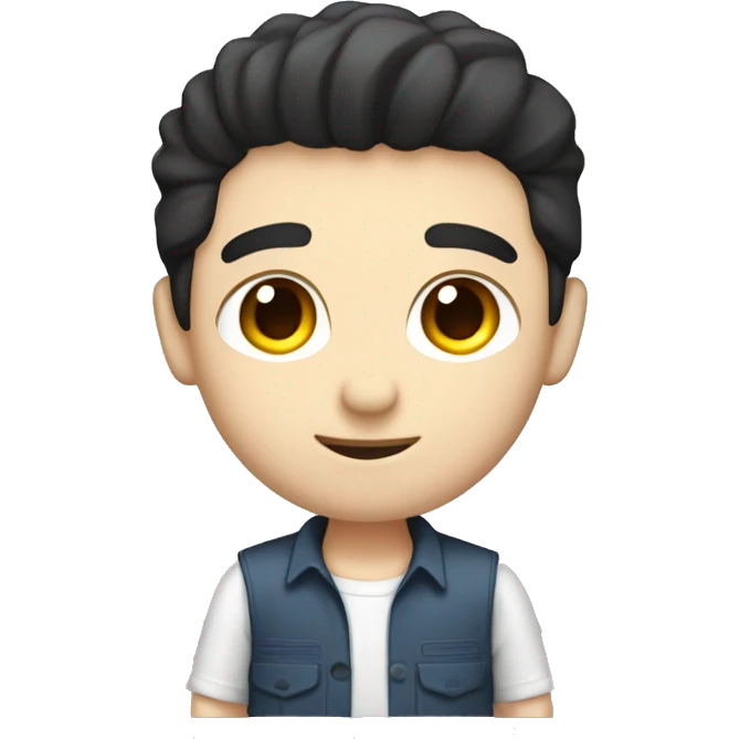 mechanic man black hair, dark eyes, pale skin, and screwdriver on hand emoji