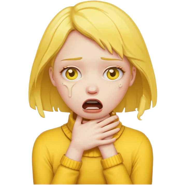 Yellow girl Chocking herself emote emoji