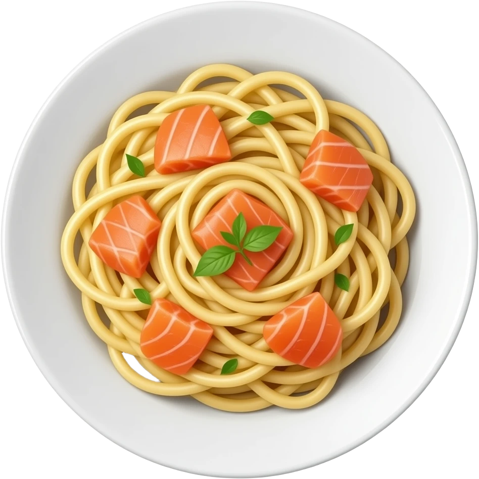 Pasta, salmon on a plate emoji