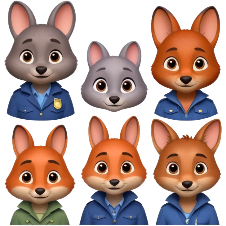 Personajes do zootopia emoji