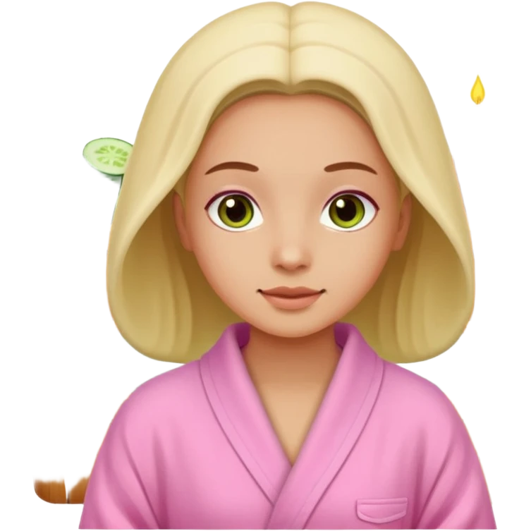 🧖‍♀️this with cucumber eyeys at a spa and a pink robe emoji