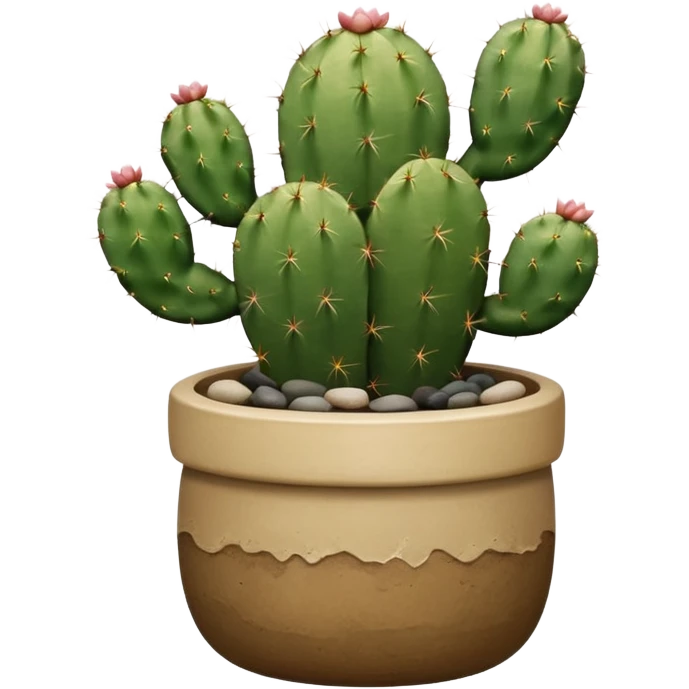 Ceramic pot with cactus and pebble base emoji